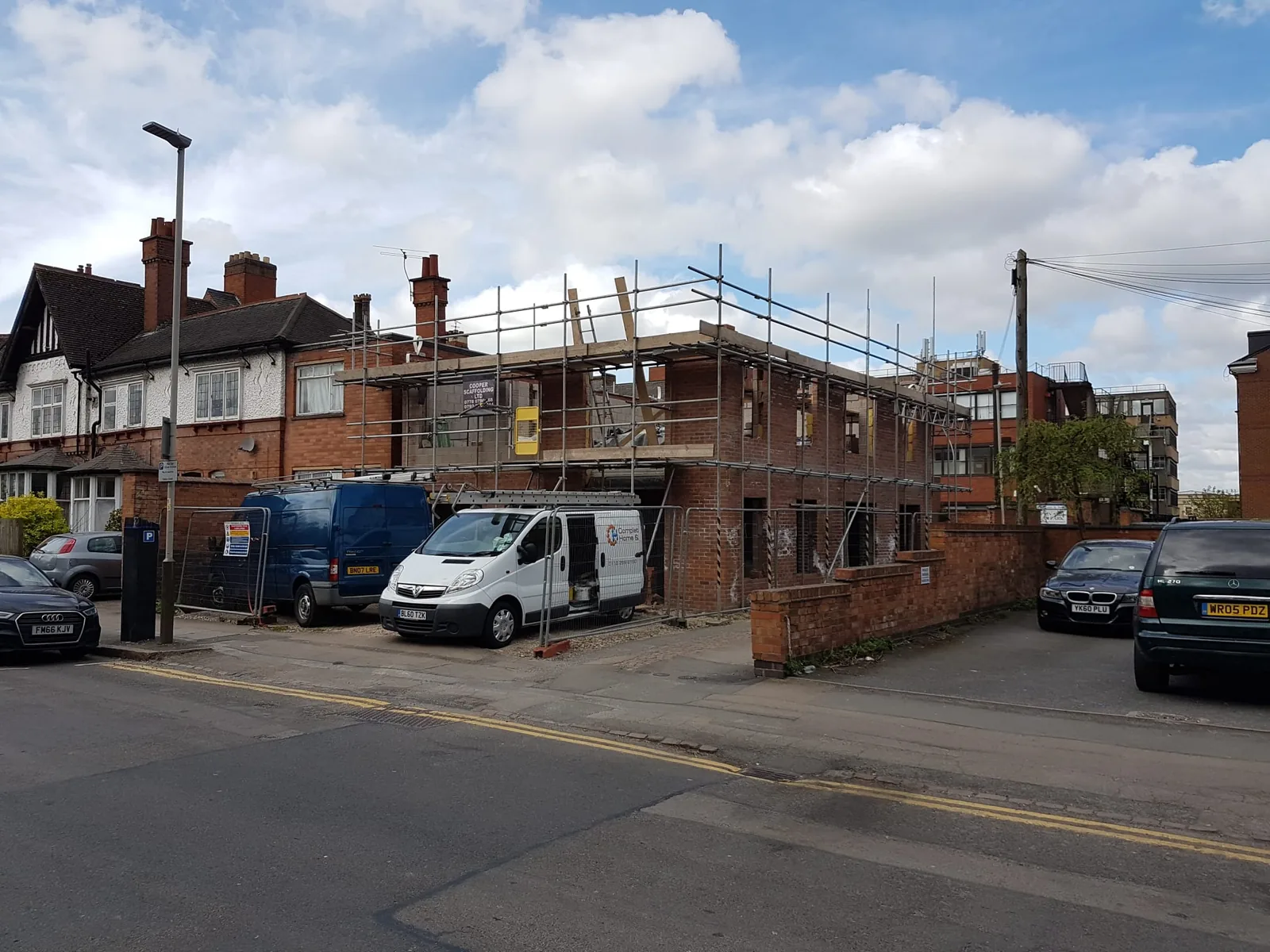 Residential development progressing from street level
