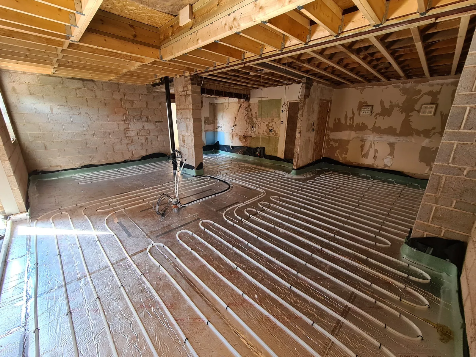 Underfloor heating installed during residential refurbishment